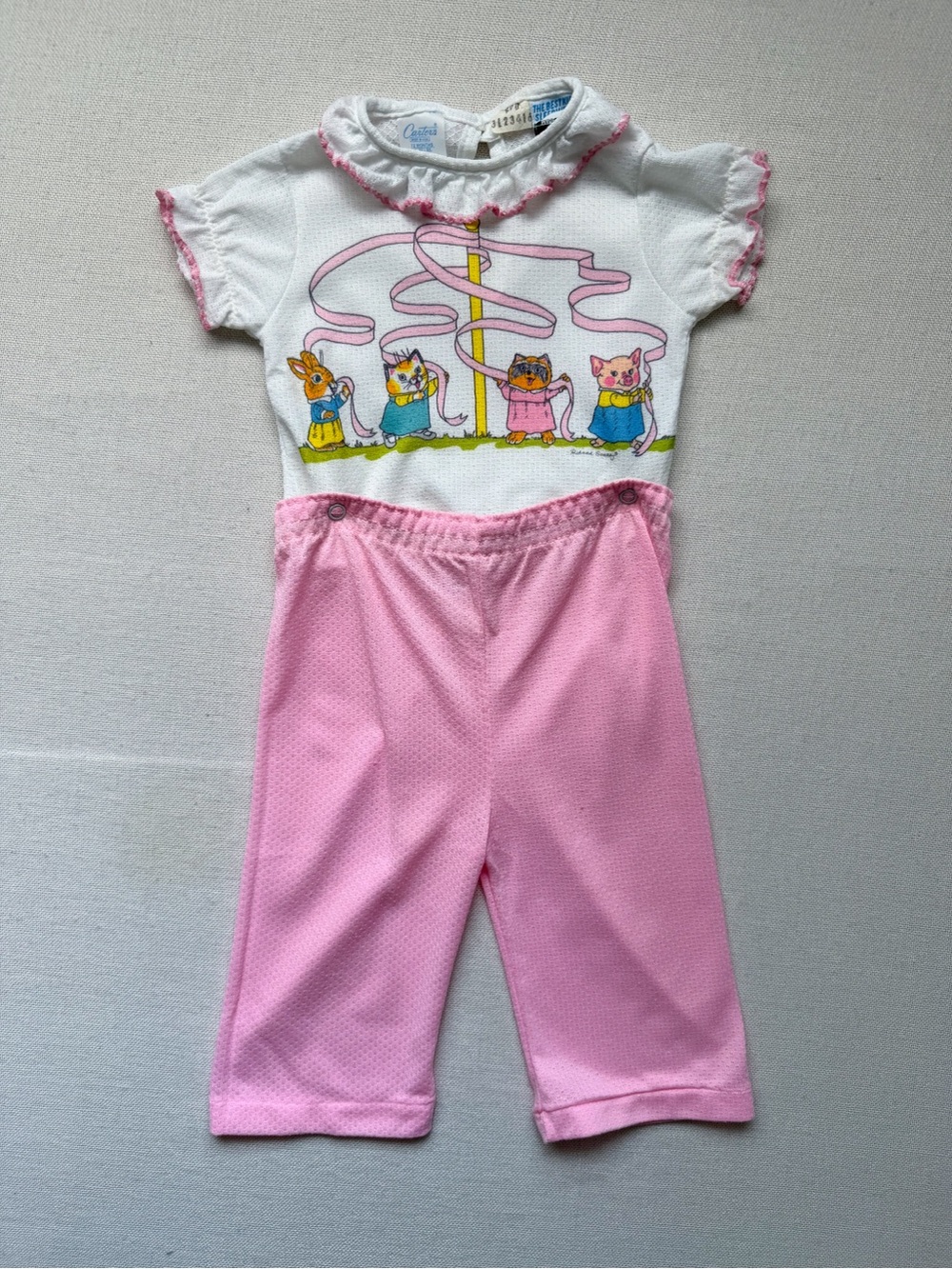 Vintage Richard Scarry Matching Set Short Sleeve Top & Pants 3-6M